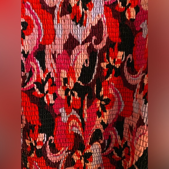 Terra & Sky pink, red, lavender & black velvet smocked top size 0x(14W) - Picture 5 of 10